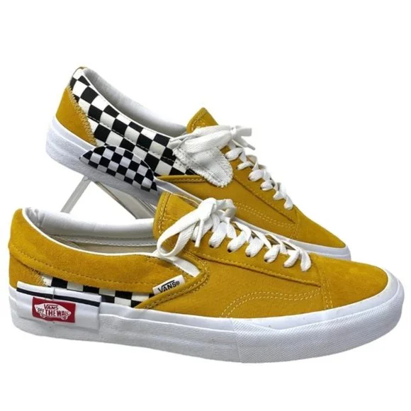 Vans Shoes Vans Slip On Sneakers Yellow Suede Check Shoes For